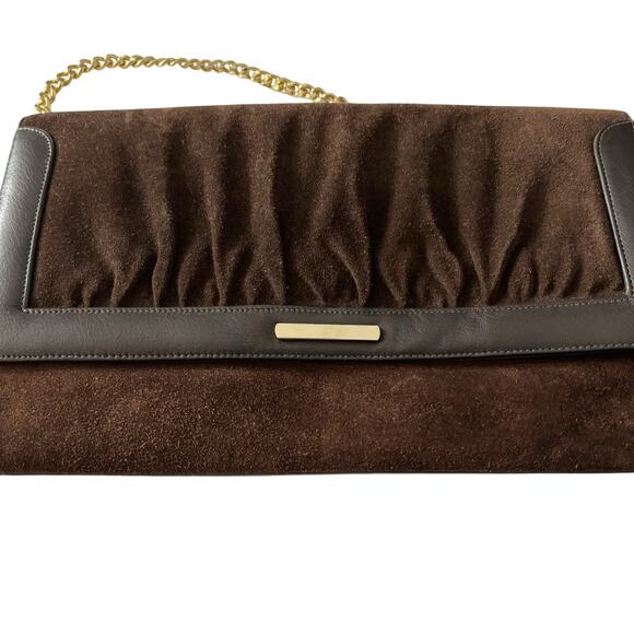 Vintage Susan Gail Suede Clutch Shoulder Bag Brown - Picture 5 of 11